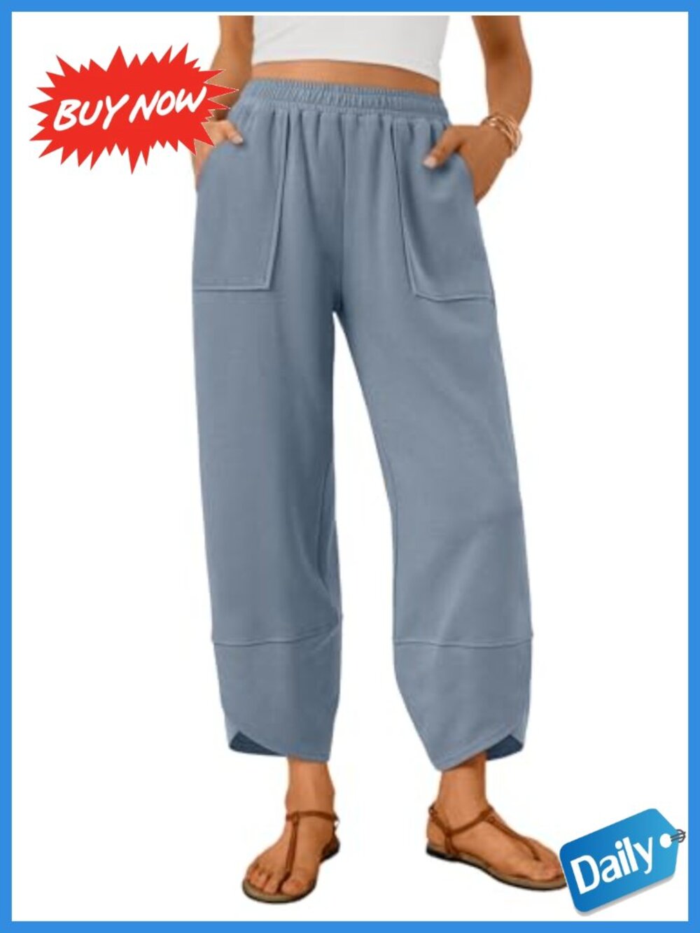 Wide Leg Barrel Sweatpants Cotton Blend Drawstring Pockets Lounge